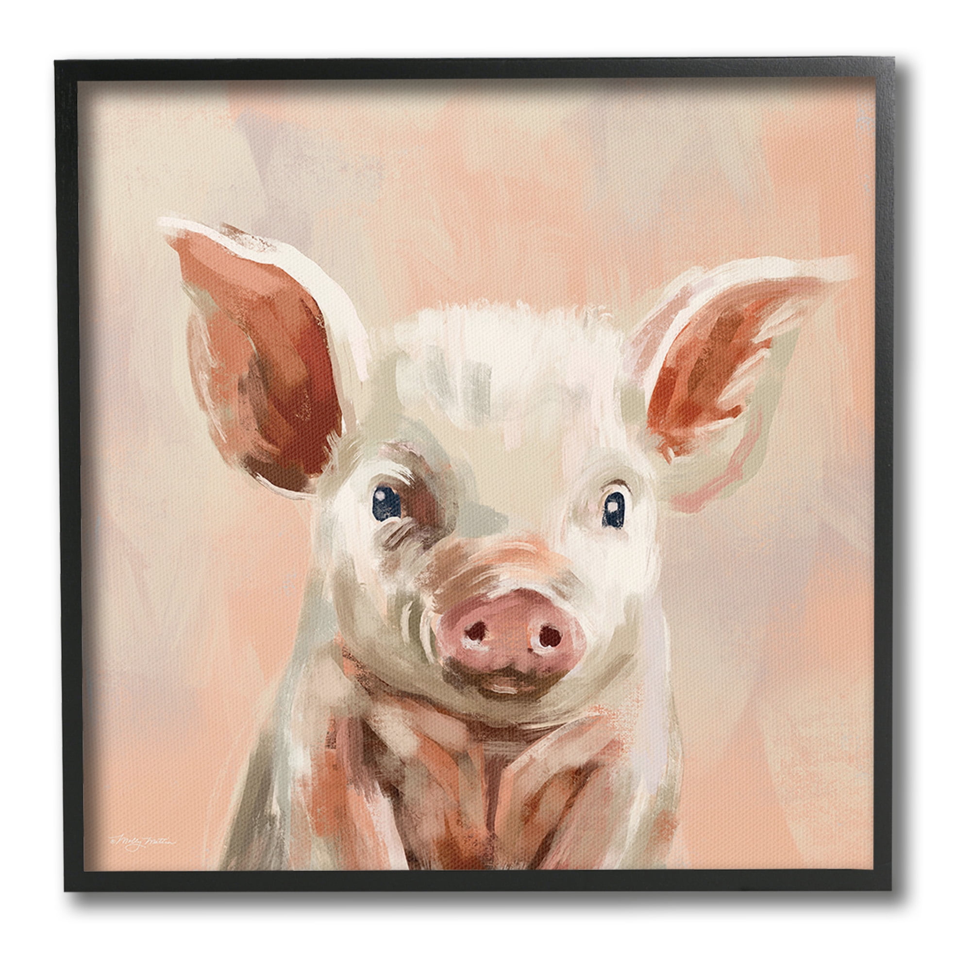 Stupell Industries Traditional Piglet Painting Animals & Insects Painting Black Framed Art Print Wall Art, 12 x 12