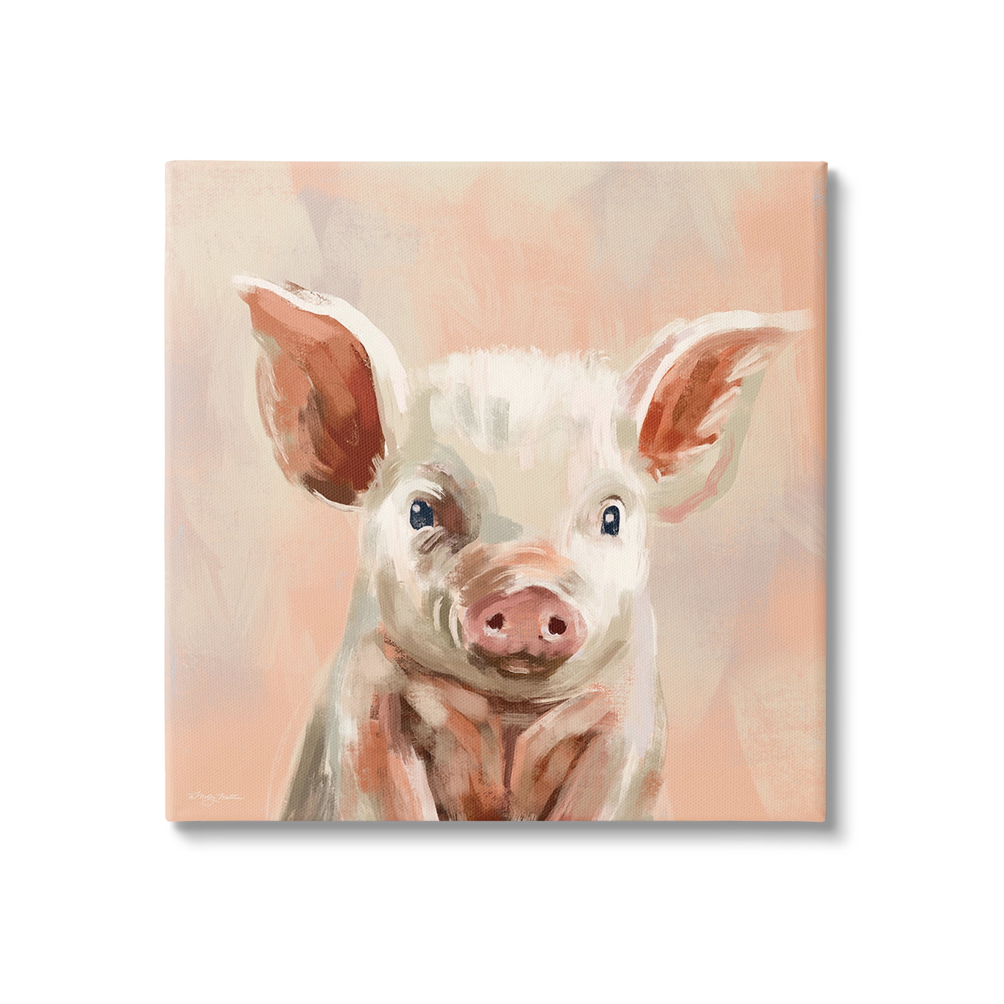 Stupell Industries Traditional Piglet Painting Animals & Insects Painting Gallery Wrapped Canvas Art Print Wall Art, 30 x 30
