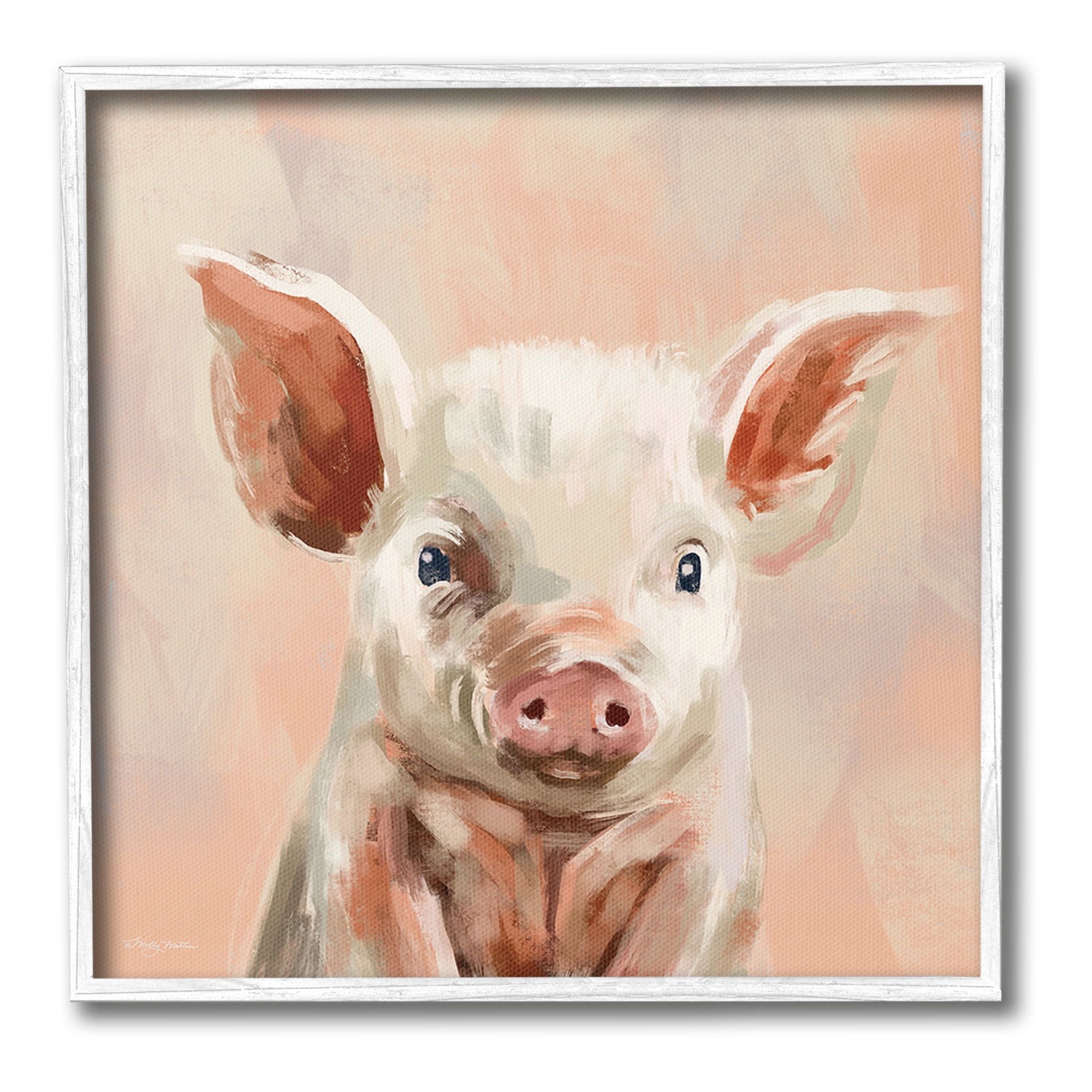 Stupell Industries Traditional Piglet Painting Animals & Insects Painting White Framed Art Print Wall Art, 17 x 17