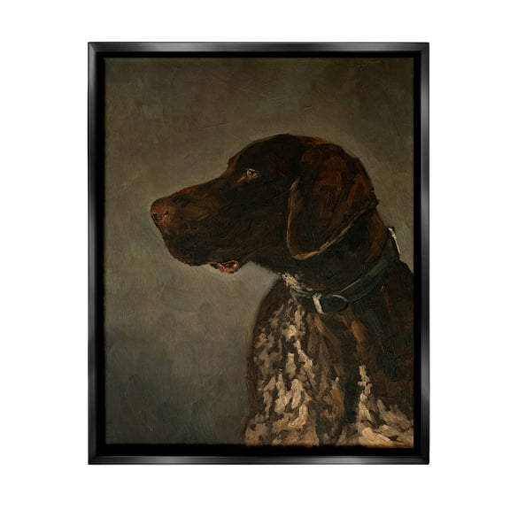Stupell Industries Traditional Pointer Dog Portrait Animals & Insects Painting Black Floater Framed Canvas Art Print Wall Art, 17 x 21