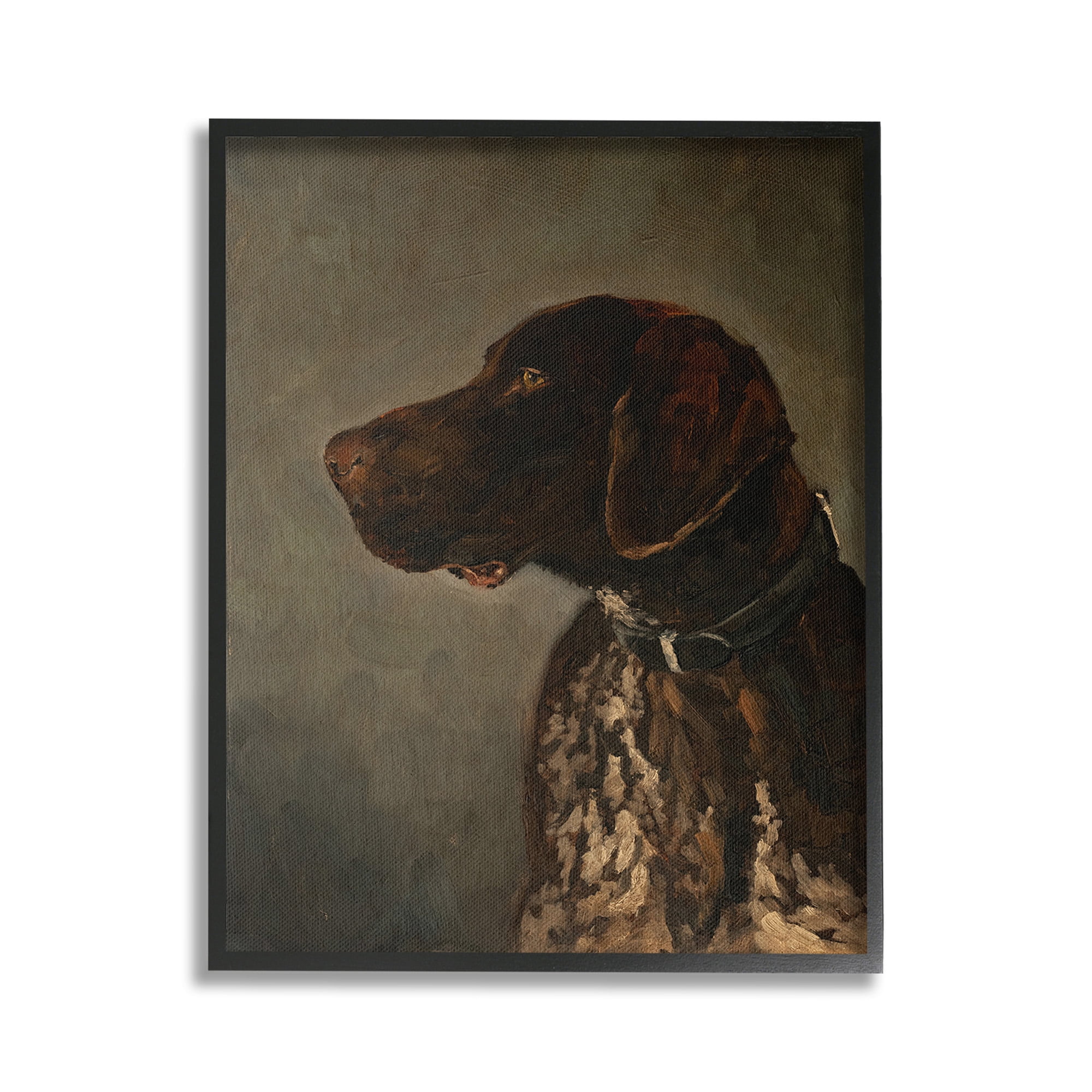 Stupell Industries Traditional Pointer Dog Portrait Animals & Insects Painting Black Framed Art Print Wall Art, 16 x 20
