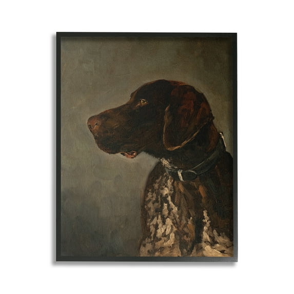 Stupell Industries Traditional Pointer Dog Portrait Animals & Insects Painting Black Framed Art Print Wall Art, 16 x 20