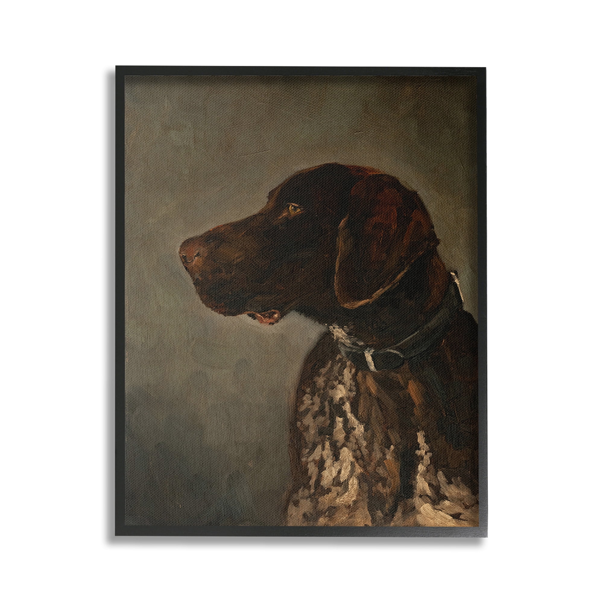 Stupell Industries Traditional Pointer Dog Portrait Animals & Insects Painting Black Framed Art Print Wall Art, 24 x 30