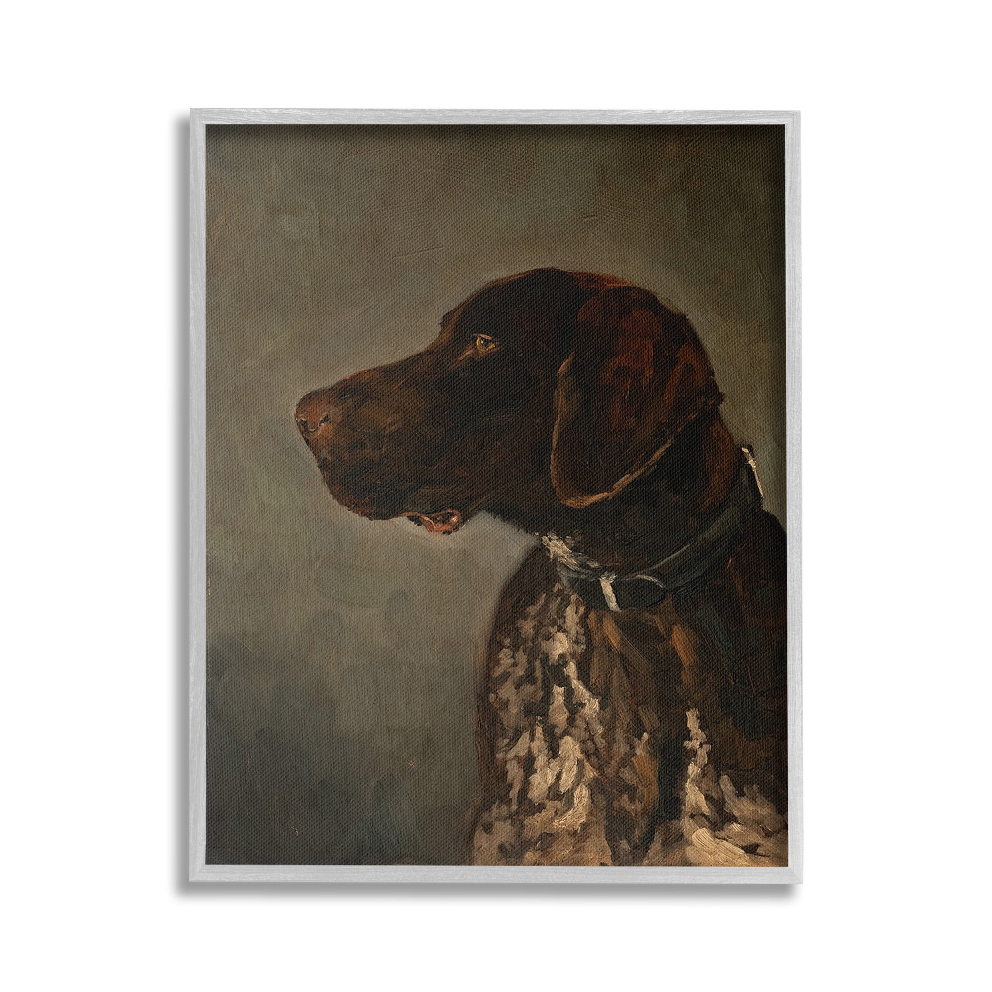 Stupell Industries Traditional Pointer Dog Portrait Animals & Insects Painting Gray Framed Art Print Wall Art, 16 x 20