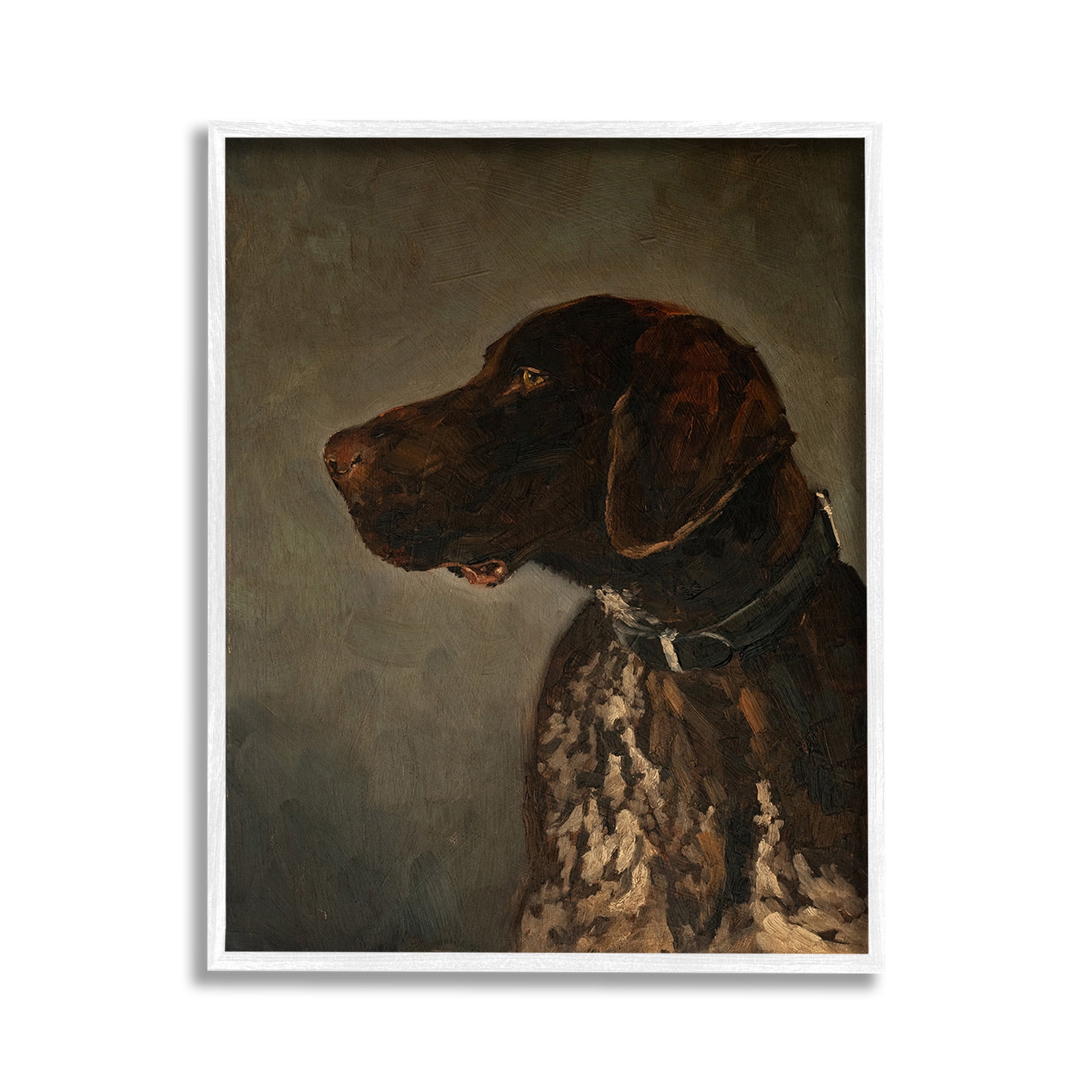Stupell Industries Traditional Pointer Dog Portrait Animals & Insects Painting White Framed Art Print Wall Art, 11 x 14