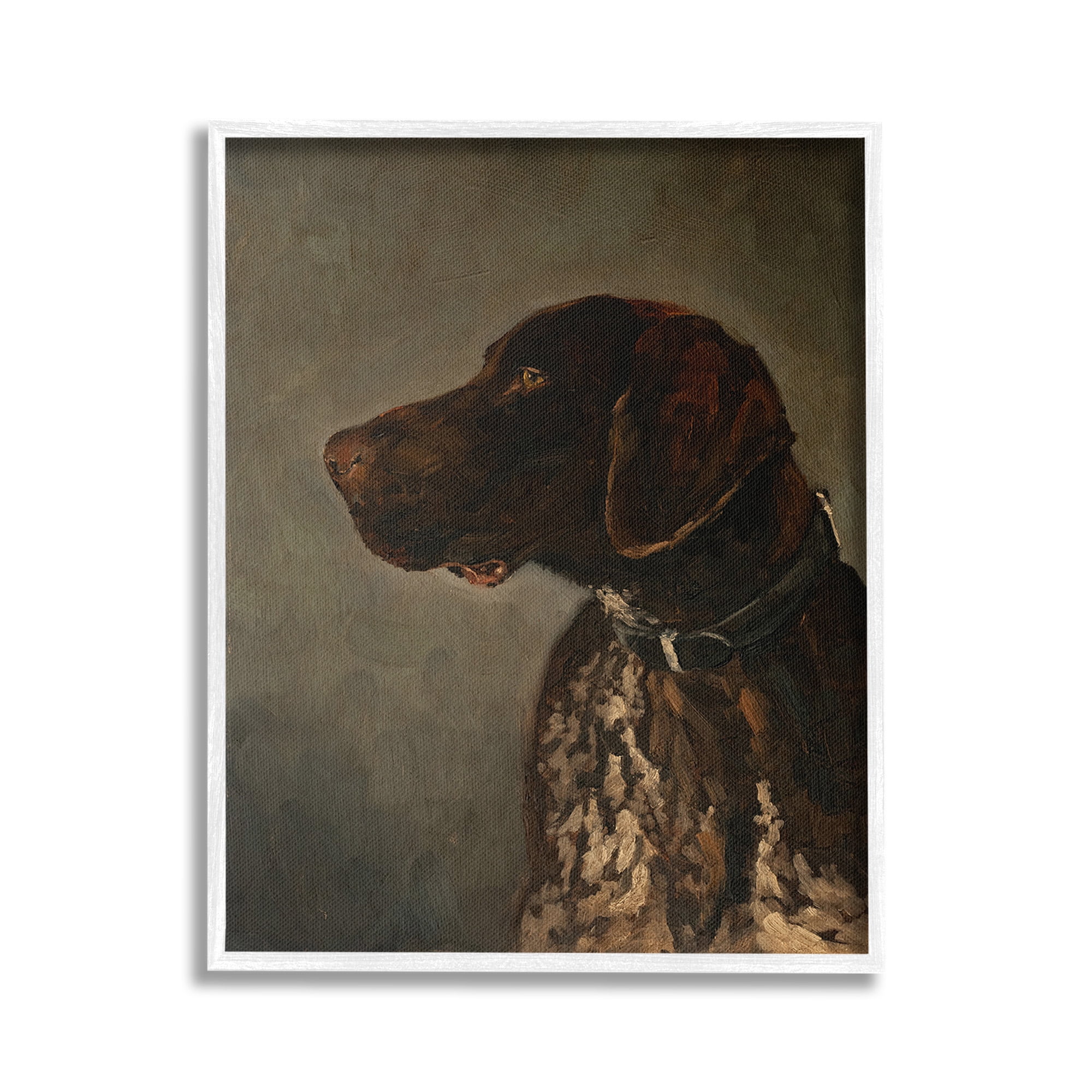 Stupell Industries Traditional Pointer Dog Portrait Animals & Insects Painting White Framed Art Print Wall Art, 16 x 20