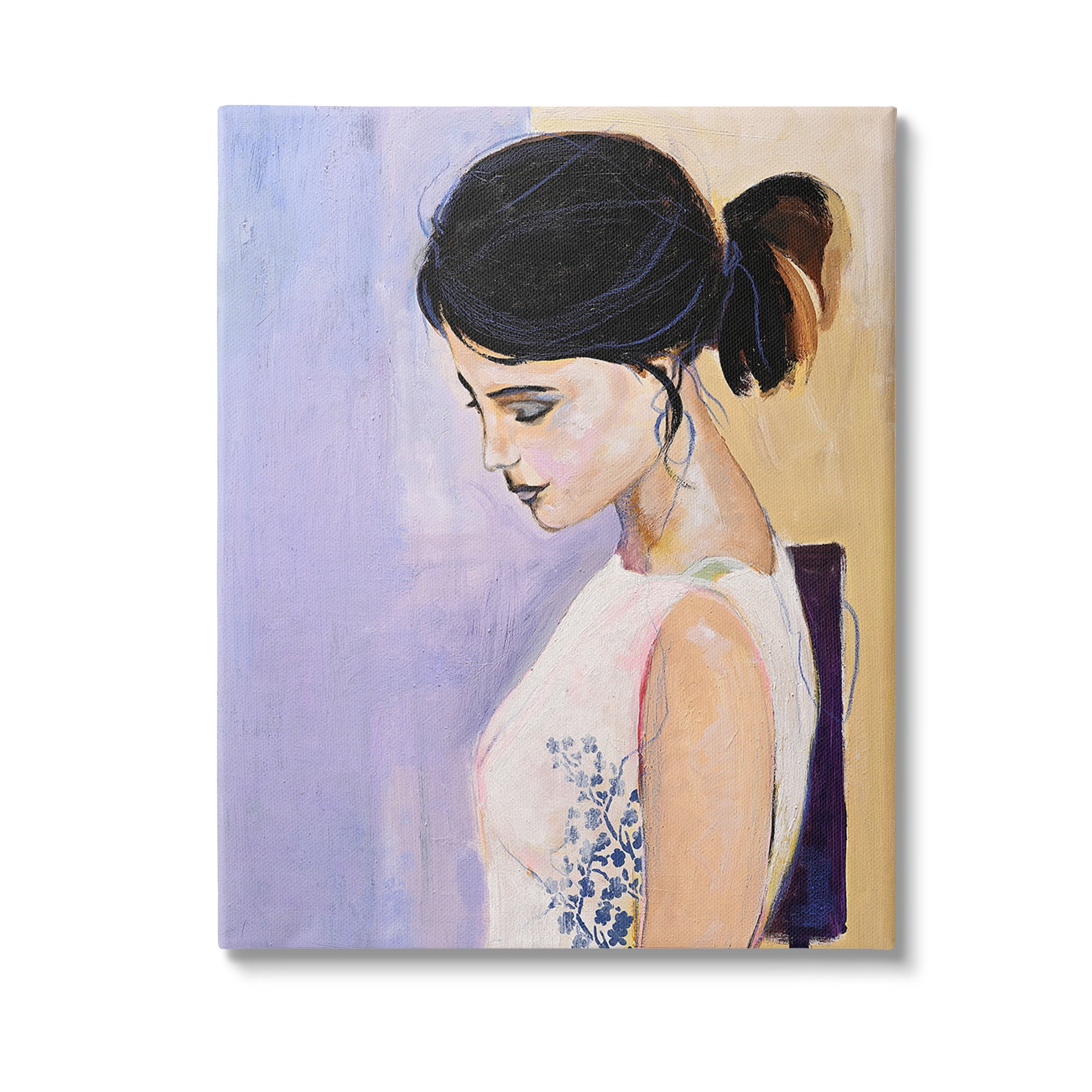 Stupell Industries Traditional Portrait of Woman Abstract Painting Gallery Wrapped Canvas Art Print Wall Art, 24 x 30
