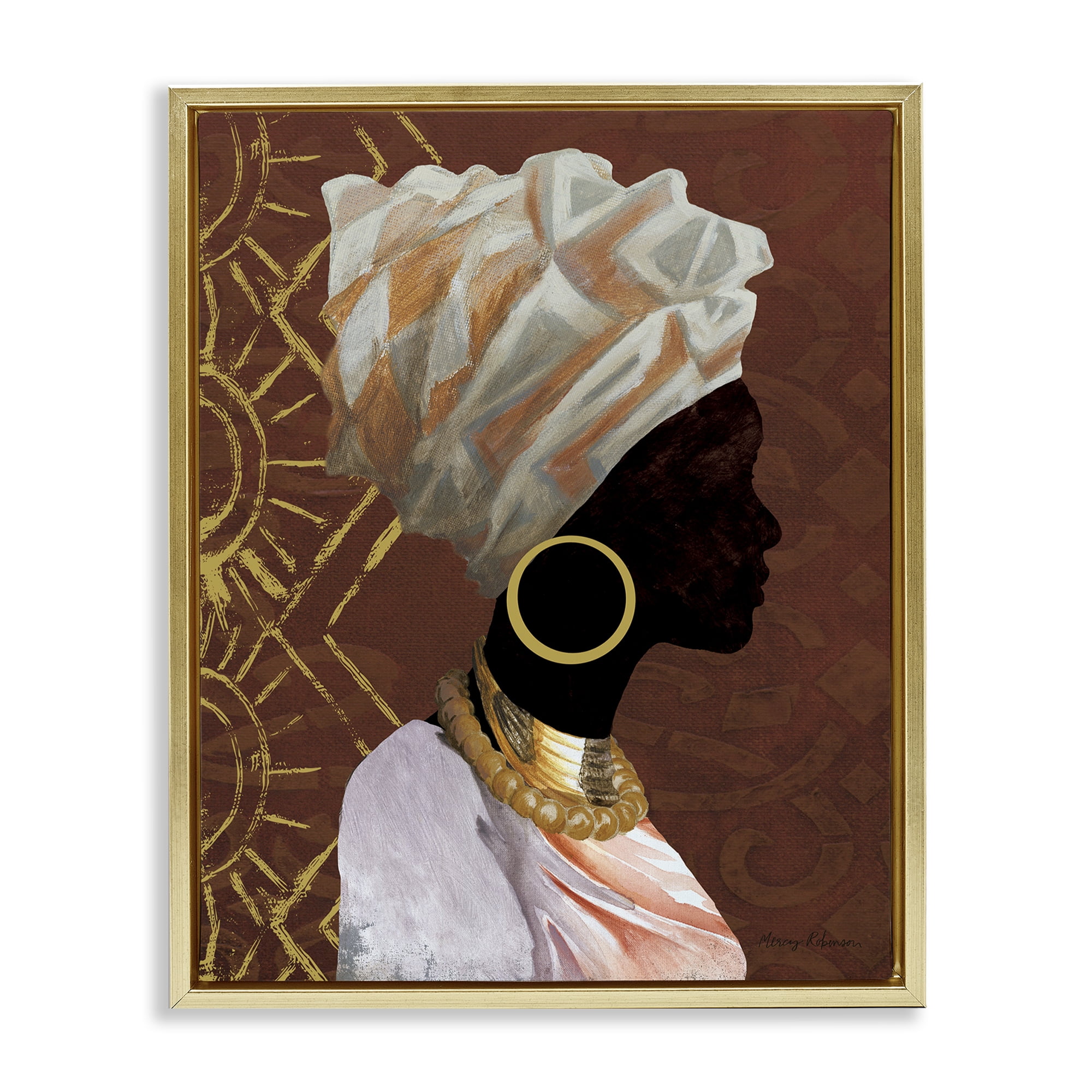 Stupell Industries Traditional Portrait of Woman Novelty Painting Gold Floater Framed Art Print Wall Art, 25 x 31