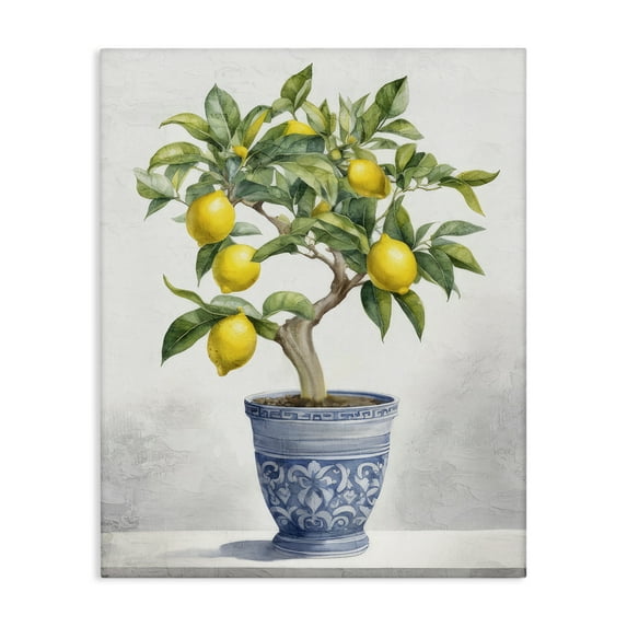 Stupell Industries Traditional Potted Lemon Tree Country Charm Painting Wrapped Canvas Canvas Art Print Wall Art, 30 x 40