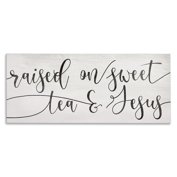 Stupell Industries Traditional Raised on Sweet Tea & Jesus Southern Phrase Canvas Art, 40 x 17, by Lil' Rue