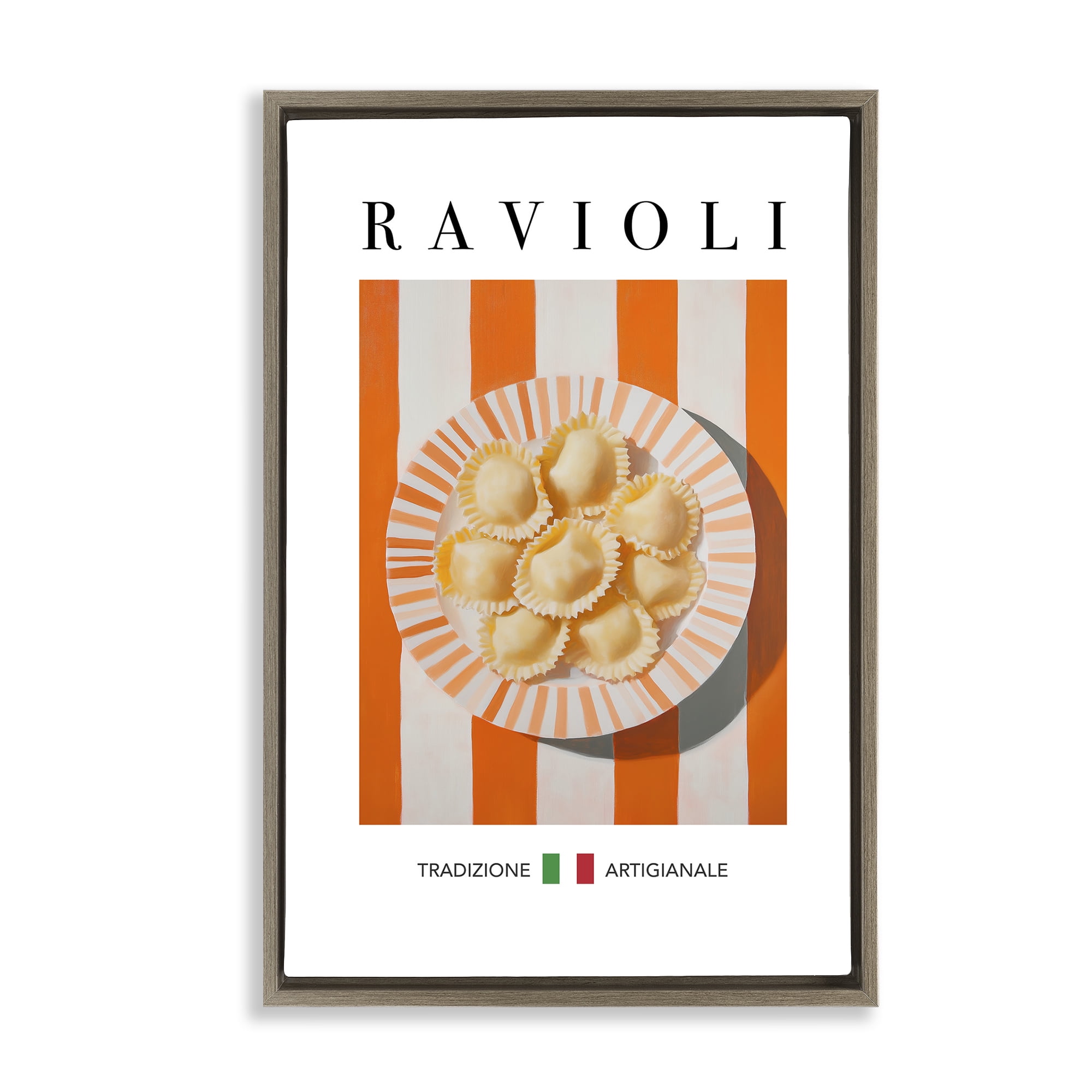 Stupell Industries Traditional Ravioli Pasta Food & Beverage Painting Brown Floater Framed Canvas Art Print Wall Art, 17 x 25