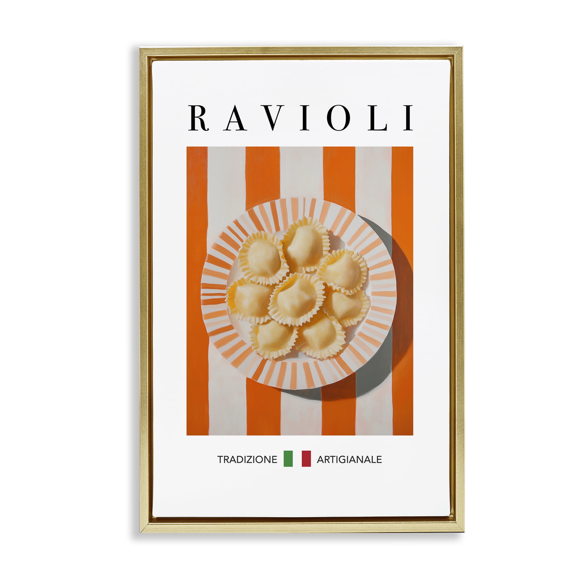 Stupell Industries Traditional Ravioli Pasta Food & Beverage Painting Gold Floater Framed Canvas Art Print Wall Art, 21 x 31