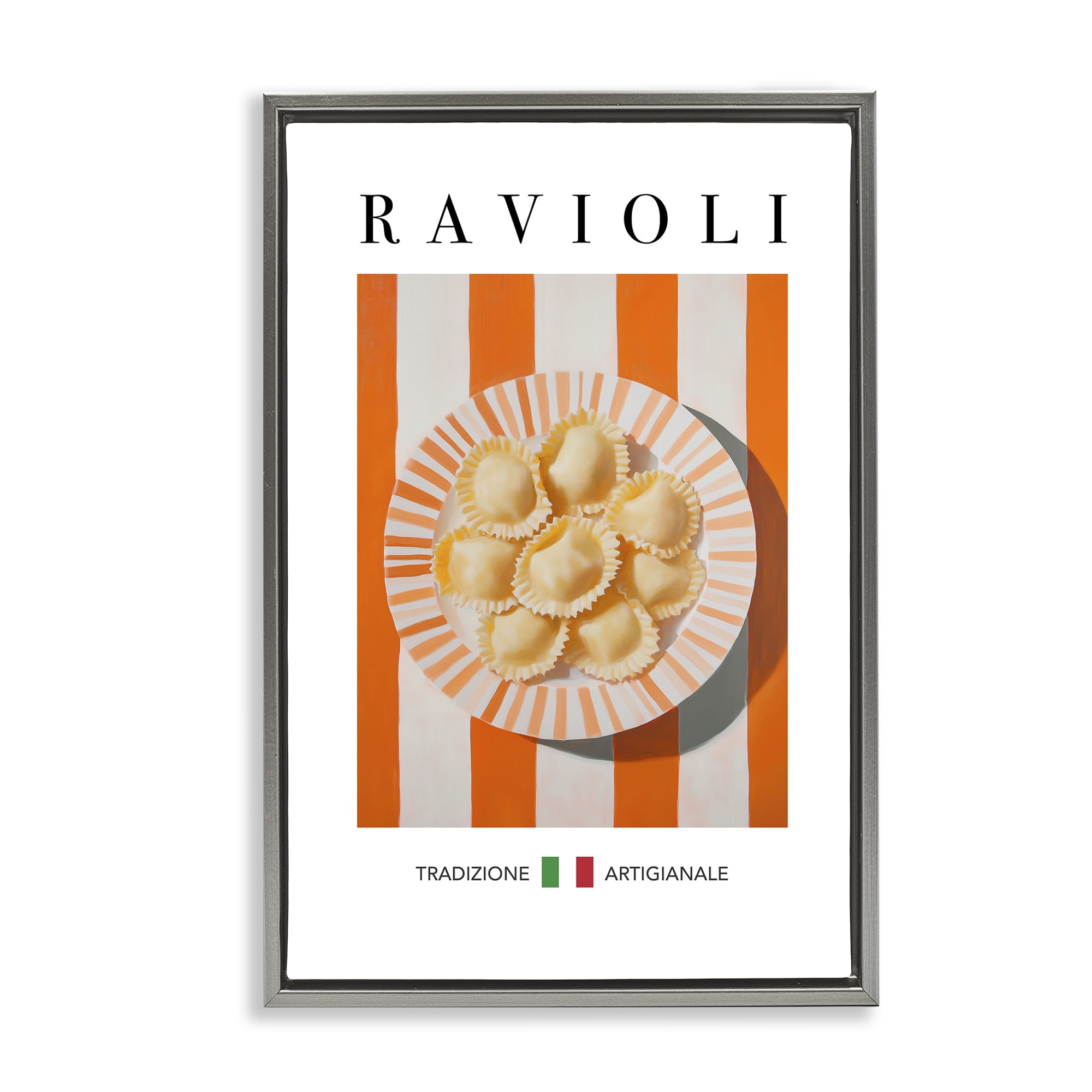 Stupell Industries Traditional Ravioli Pasta Food & Beverage Painting Gray Floater Framed Canvas Art Print Wall Art, 21 x 31