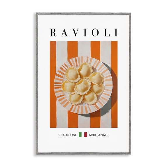 Stupell Industries Traditional Ravioli Pasta Food & Beverage Painting Gray Framed Art Print Wall Art, 16 x 24