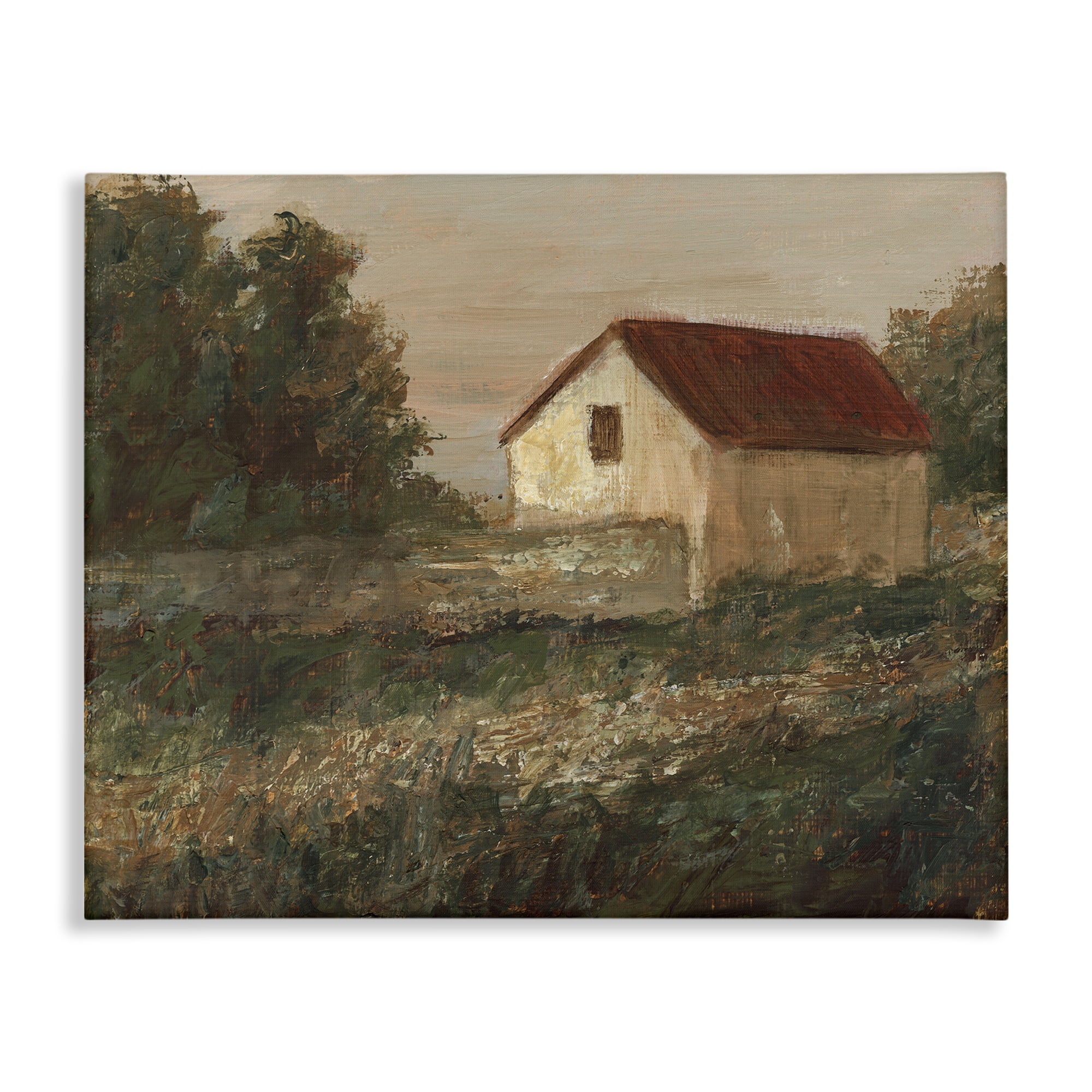 Stupell Industries Traditional Red Roof Cottage Landscape & Nature Painting Wrapped Canvas Art Print Wall Art, 20 x 16