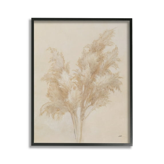 Stupell Industries Traditional Reeds Study Botanical & Floral Painting Black Framed Art Print Wall Art, 16 x 20