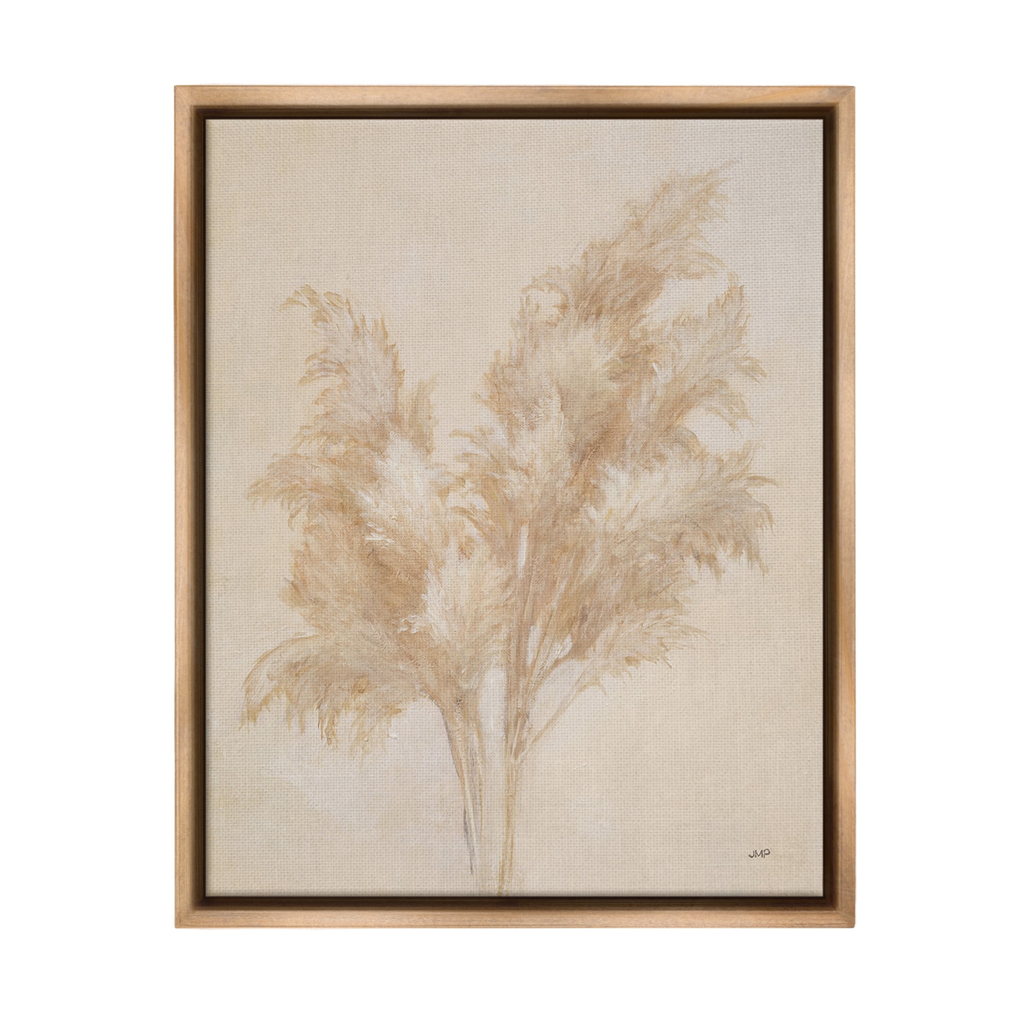 Stupell Industries Traditional Reeds Study Botanical & Floral Painting Brown Floater Framed Canvas Art Print Wall Art, 17 x 21