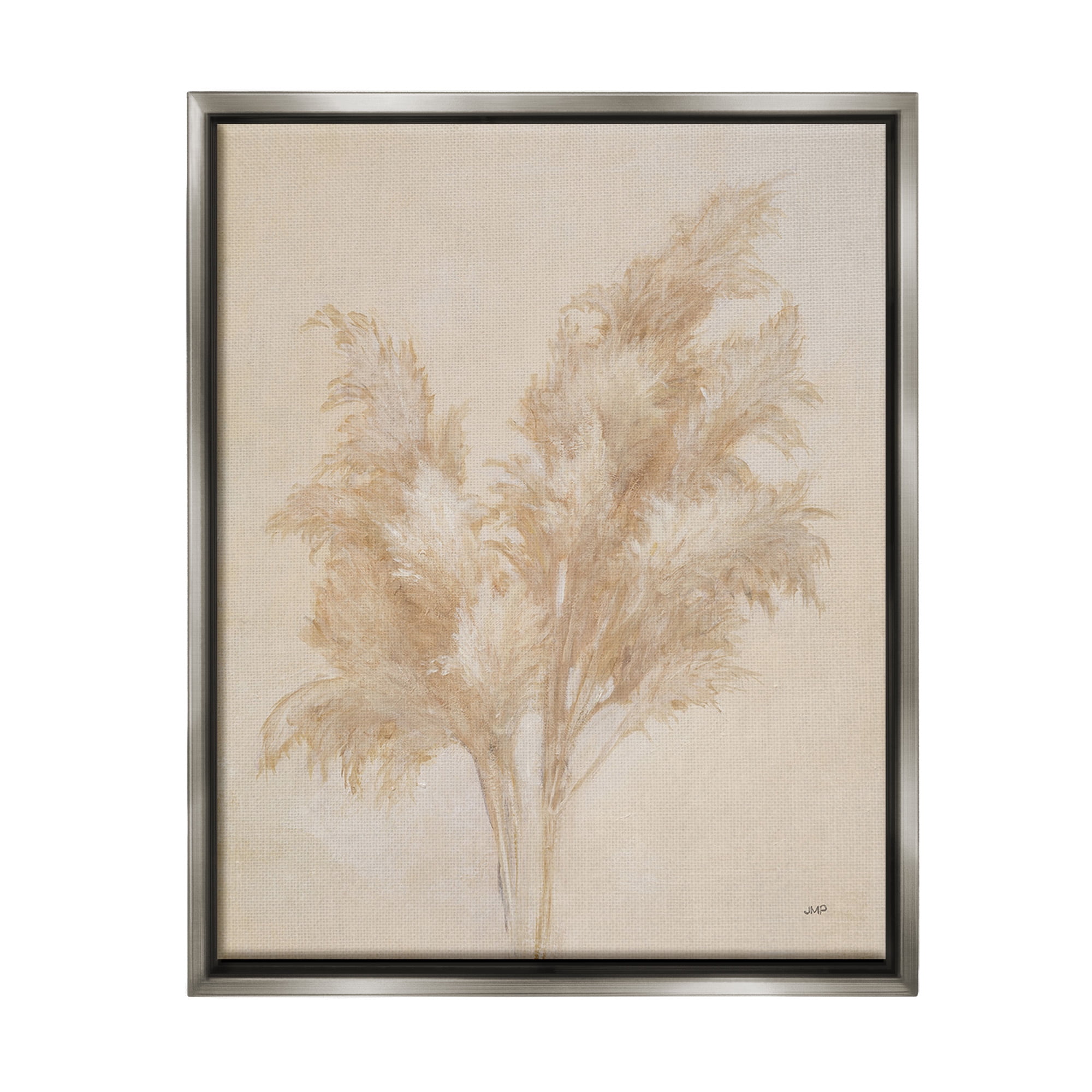 Stupell Industries Traditional Reeds Study Botanical & Floral Painting Gray Floater Framed Canvas Art Print Wall Art, 25 x 31