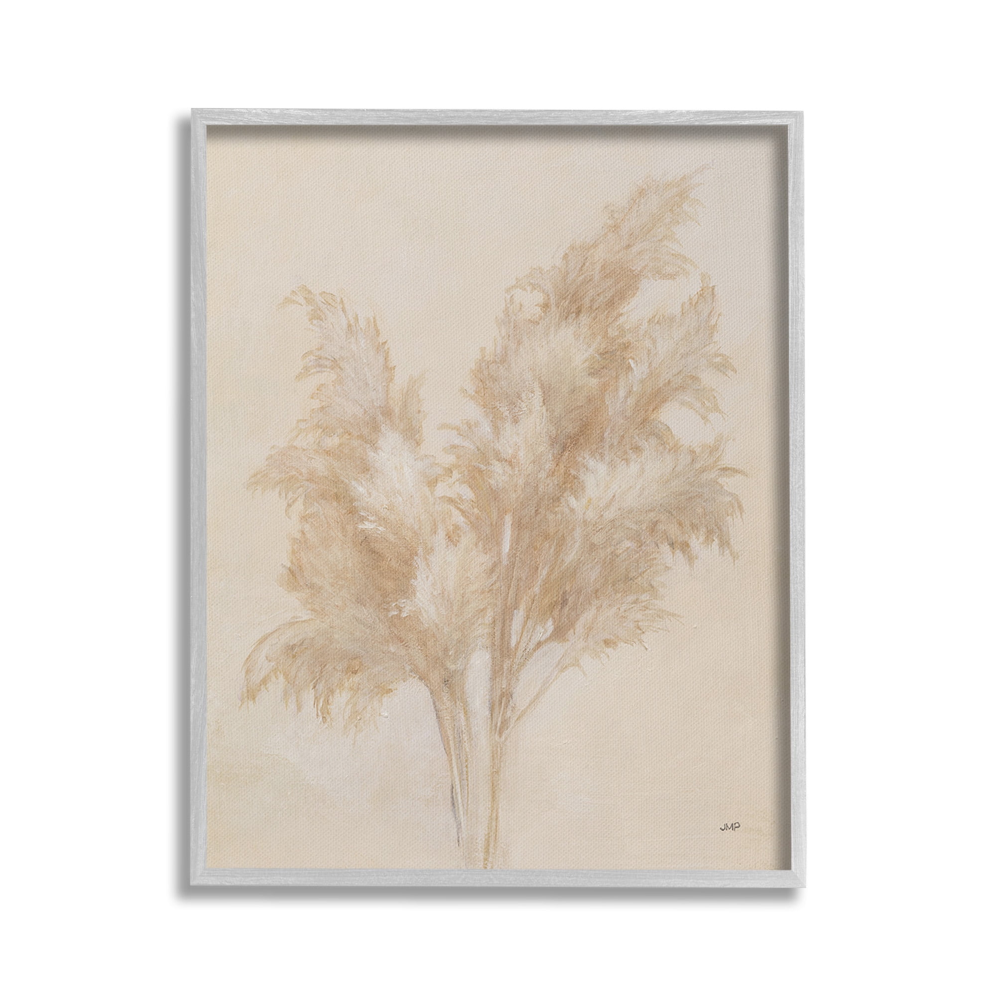 Stupell Industries Traditional Reeds Study Botanical & Floral Painting Gray Framed Art Print Wall Art, 16 x 20