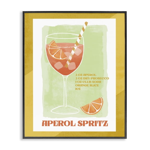 Stupell Industries Traditional Retro Aperol Spritz Recipe Black Framed Giclee Art, 11 x 14, by Deane Beesley
