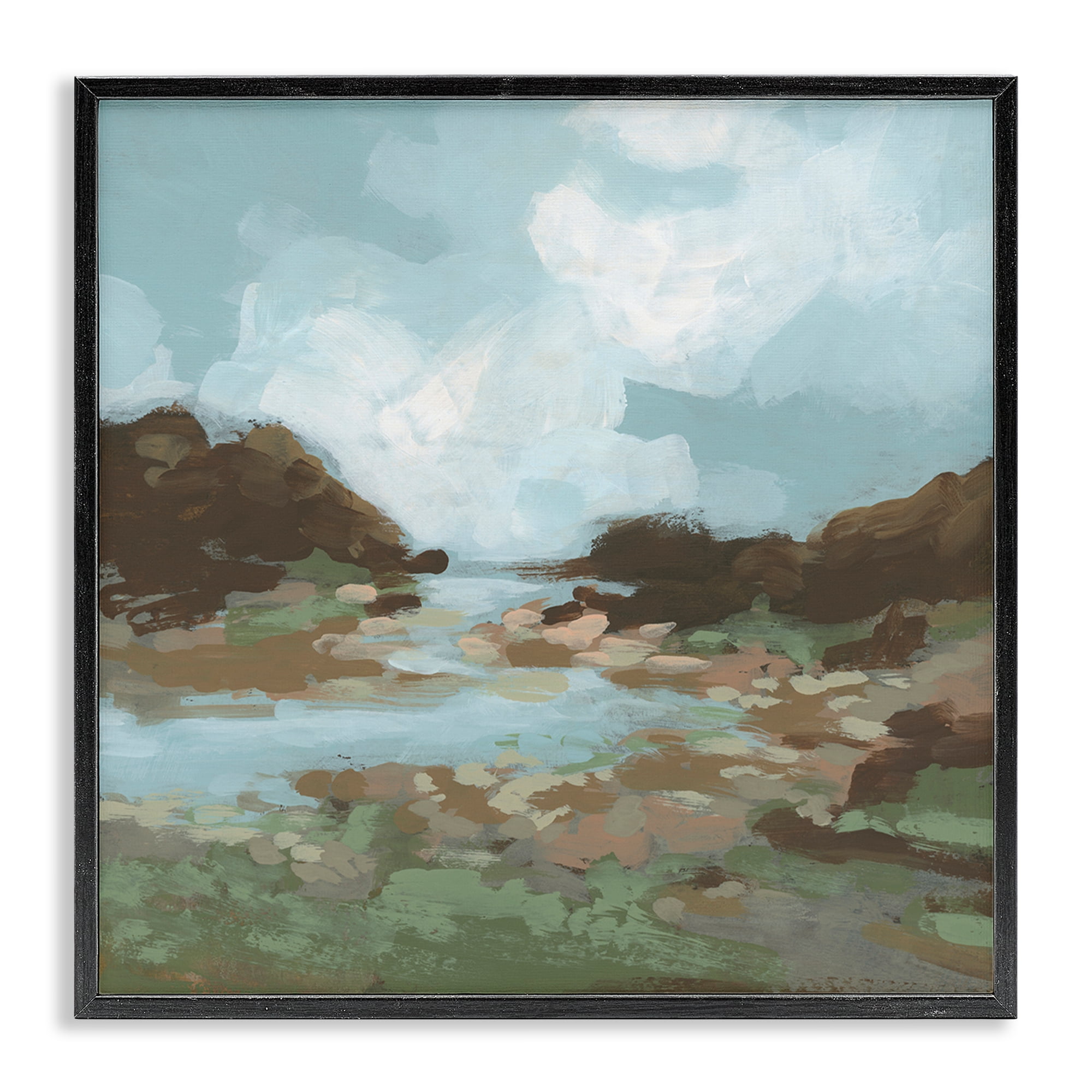 Stupell Industries Traditional River Bend Landscape & Nature Painting Black Framed Art Print Wall Art, 17 x 17