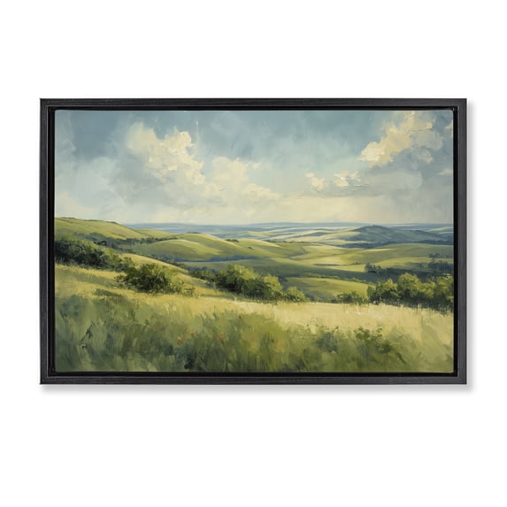 Stupell Industries Traditional Rolling Emerald Horizon Black Floating Frame Canvas Art, 25 x 17, by Gina Kelly