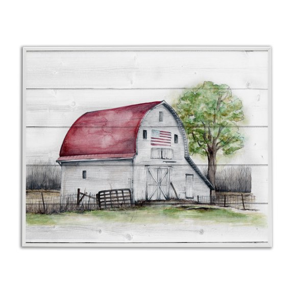 Stupell Industries Traditional Rustic Americana Barn White Framed Giclee Art, 30 x 24, by Studio 731 rep. Levison Designs
