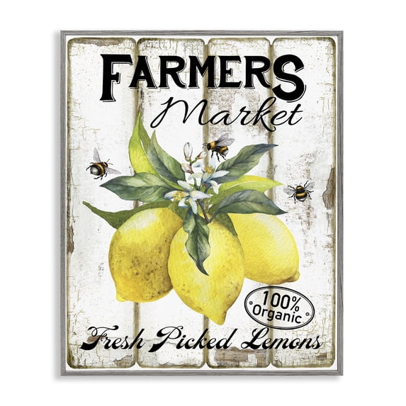 Stupell Industries Traditional Rustic Farm Market Lemons Gray Framed Giclee Art, 24 x 30, by Creatif Belle