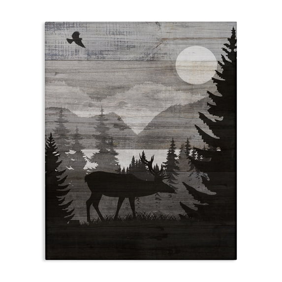 Stupell Industries Traditional Rustic Moose at Night Canvas Art, 36 x 48, by Susan Arnot