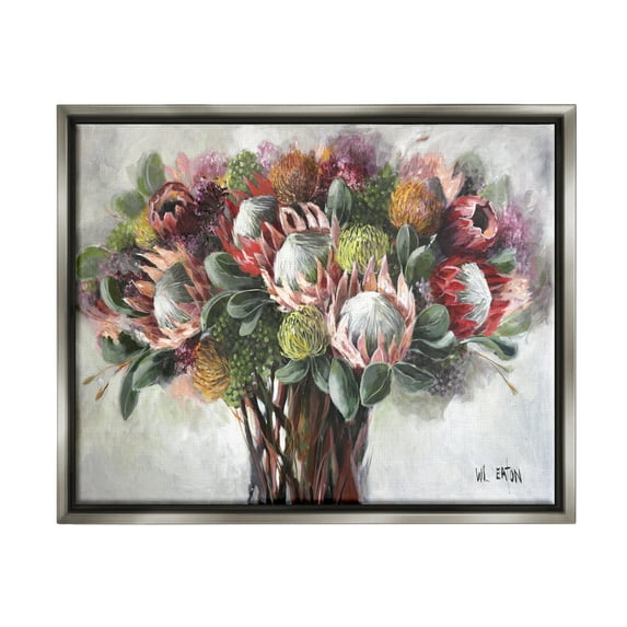 Stupell Industries Traditional Rustic Vase Botanical & Floral Painting Gray Floater Framed Canvas Art Print Wall Art, 21 x 17