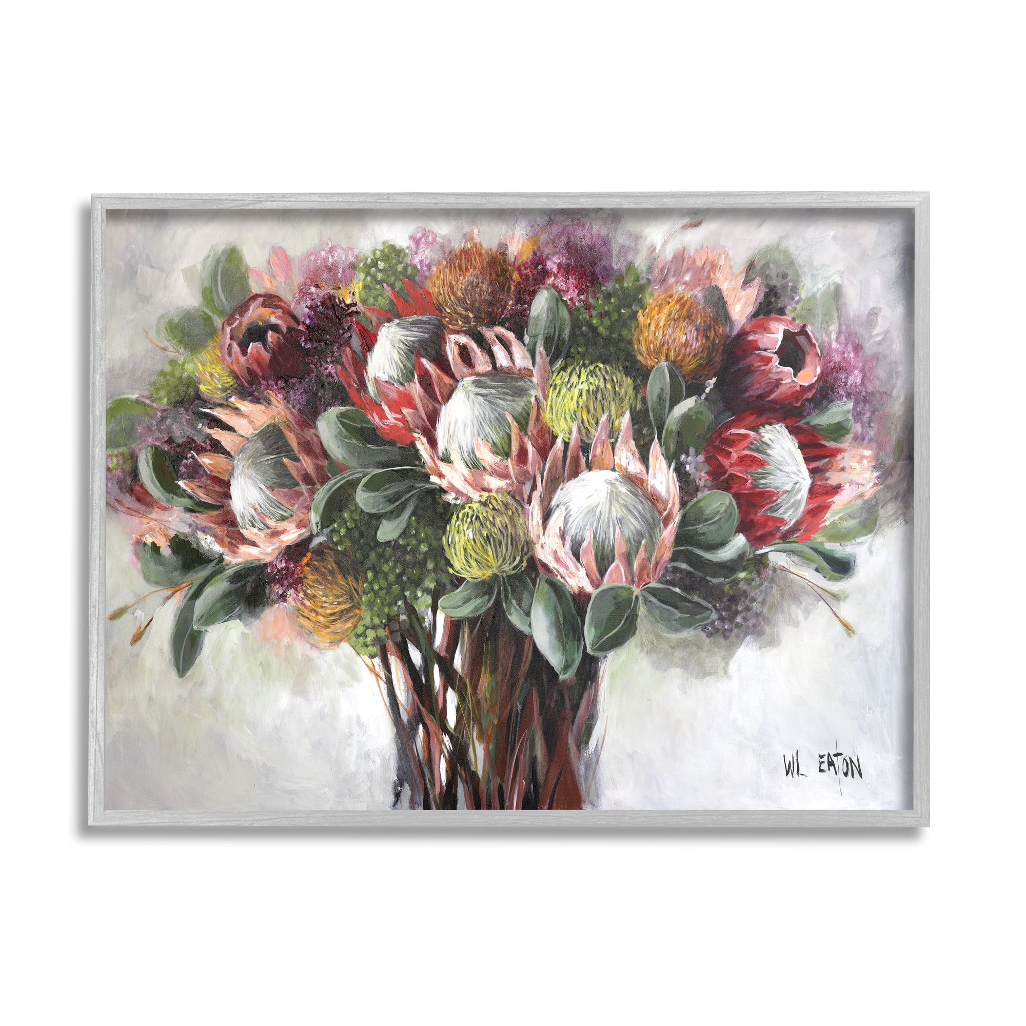 Stupell Industries Traditional Rustic Vase Botanical & Floral Painting Gray Framed Art Print Wall Art, 14 x 11