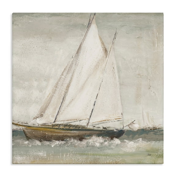 Stupell Industries Traditional Sailboat Splash Transportation Painting Gallery Wrapped Canvas Art Print Wall Art, 17 x 17