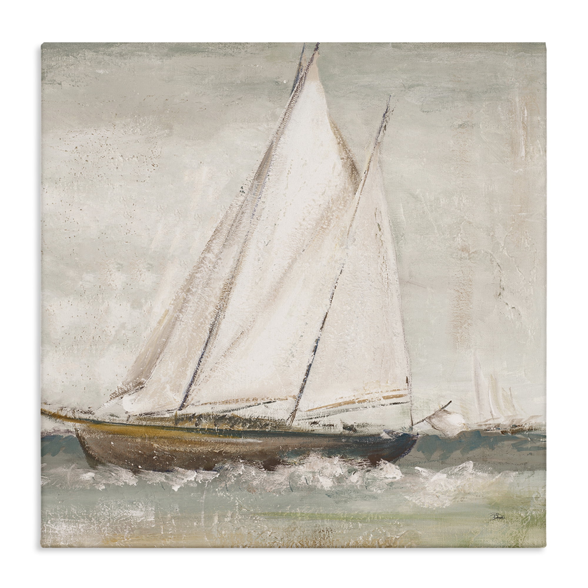 Stupell Industries Traditional Sailboat Splash Transportation Painting Gallery Wrapped Canvas Art Print Wall Art, 30 x 30
