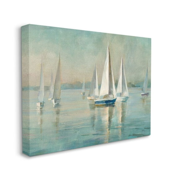 Stupell Industries Traditional Sailboats Water Lake Relaxed Nautical Painting Canvas Wall Art Design by Danhui Nai, 16" x 20"