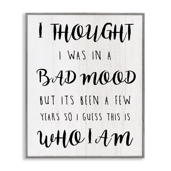 Stupell Industries Traditional Sassy Bad Mood Attitude Gray Framed Giclee Art, 16 x 20, by Lil' Rue