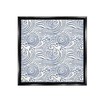 Stupell Industries Traditional Sea Waves Pattern Nature Painting Black Floater Framed Canvas Art Print Wall Art, 18 x 18