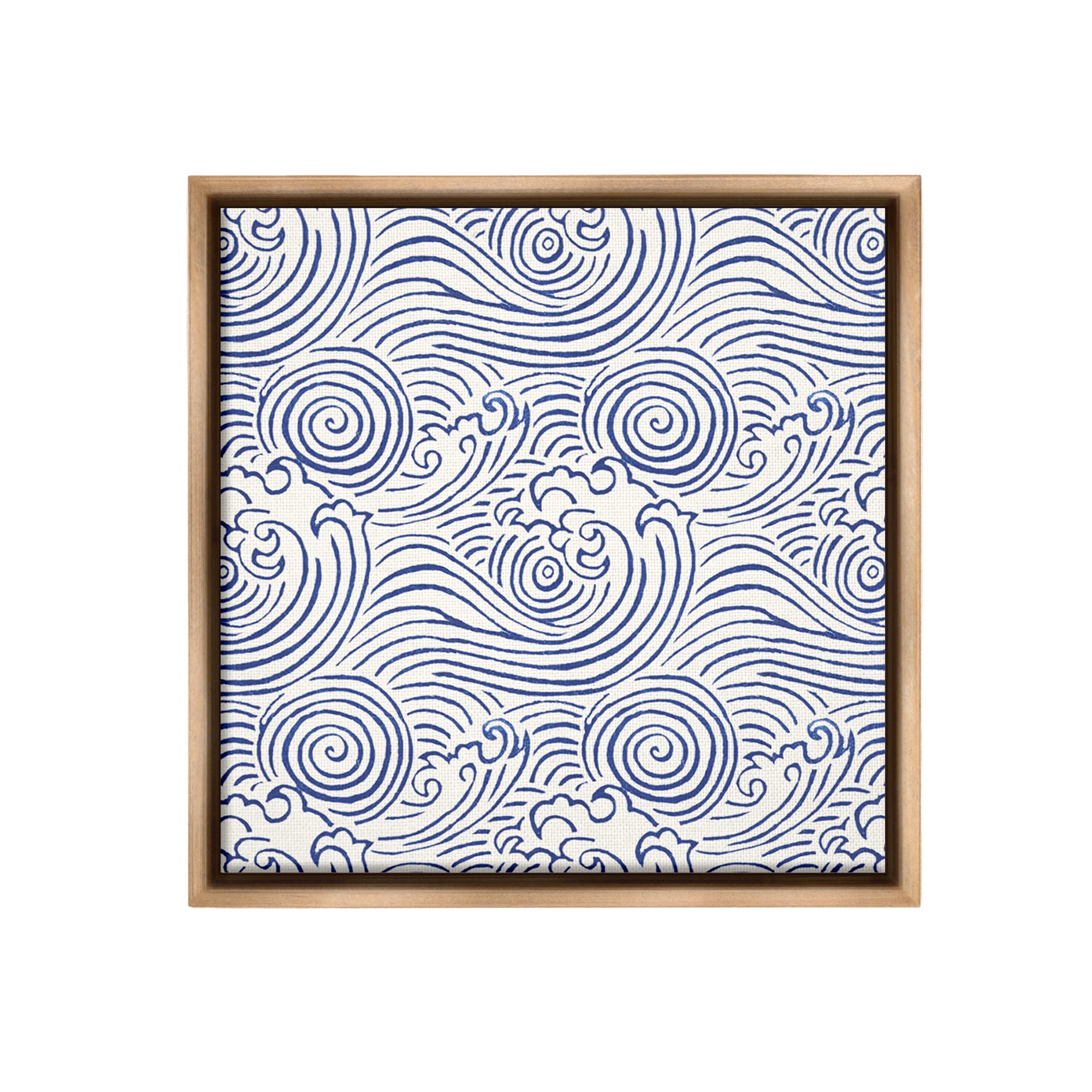Stupell Industries Traditional Sea Waves Pattern Nature Painting Brown Floater Framed Canvas Art Print Wall Art, 18 x 18