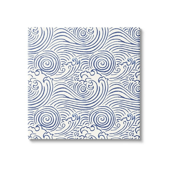 Stupell Industries Traditional Sea Waves Pattern Nature Painting Gallery Wrapped Canvas Art Print Wall Art, 17 x 17