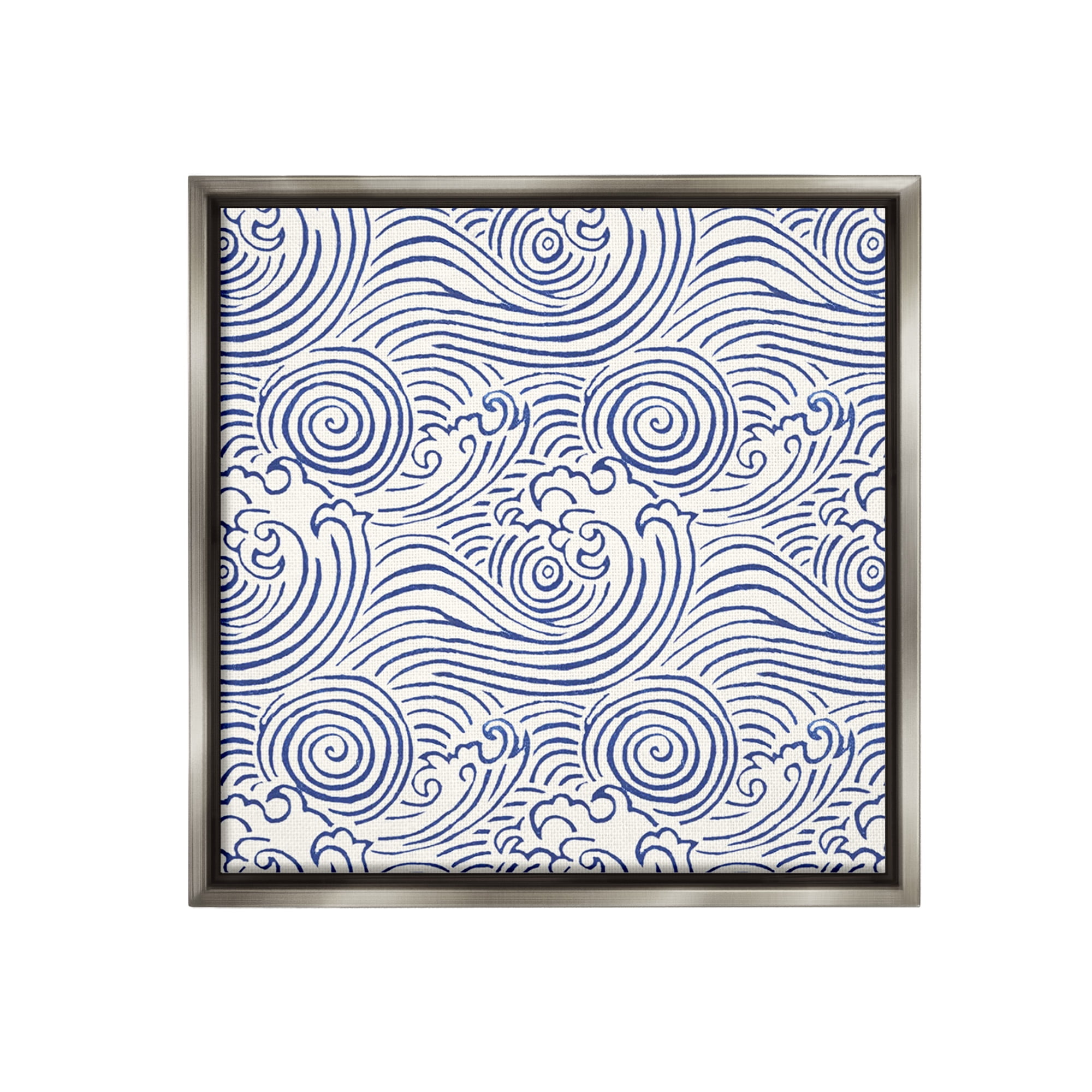 Stupell Industries Traditional Sea Waves Pattern Nature Painting Gray Floater Framed Canvas Art Print Wall Art, 18 x 18