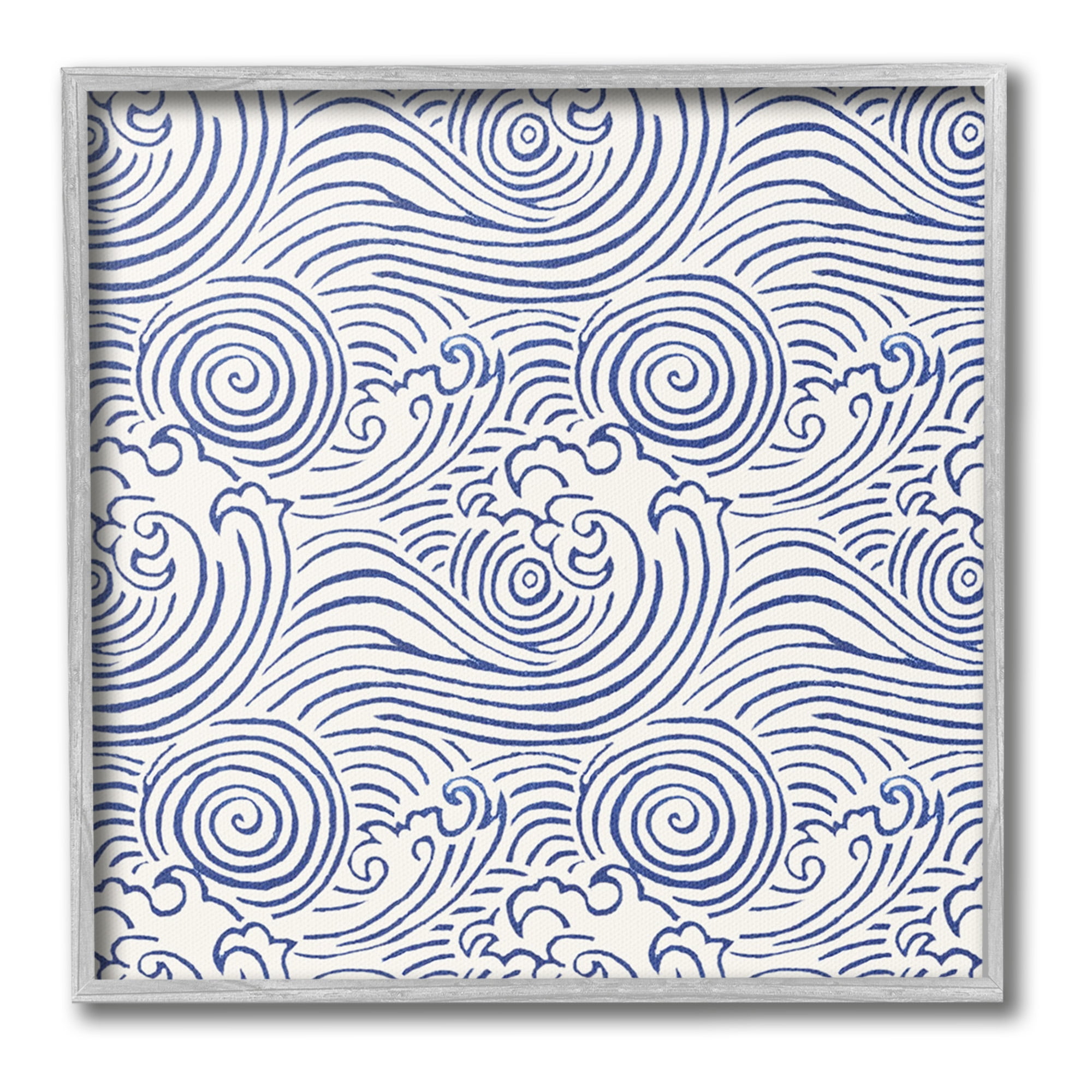 Stupell Industries Traditional Sea Waves Pattern Nature Painting Gray Framed Art Print Wall Art, 12 x 12
