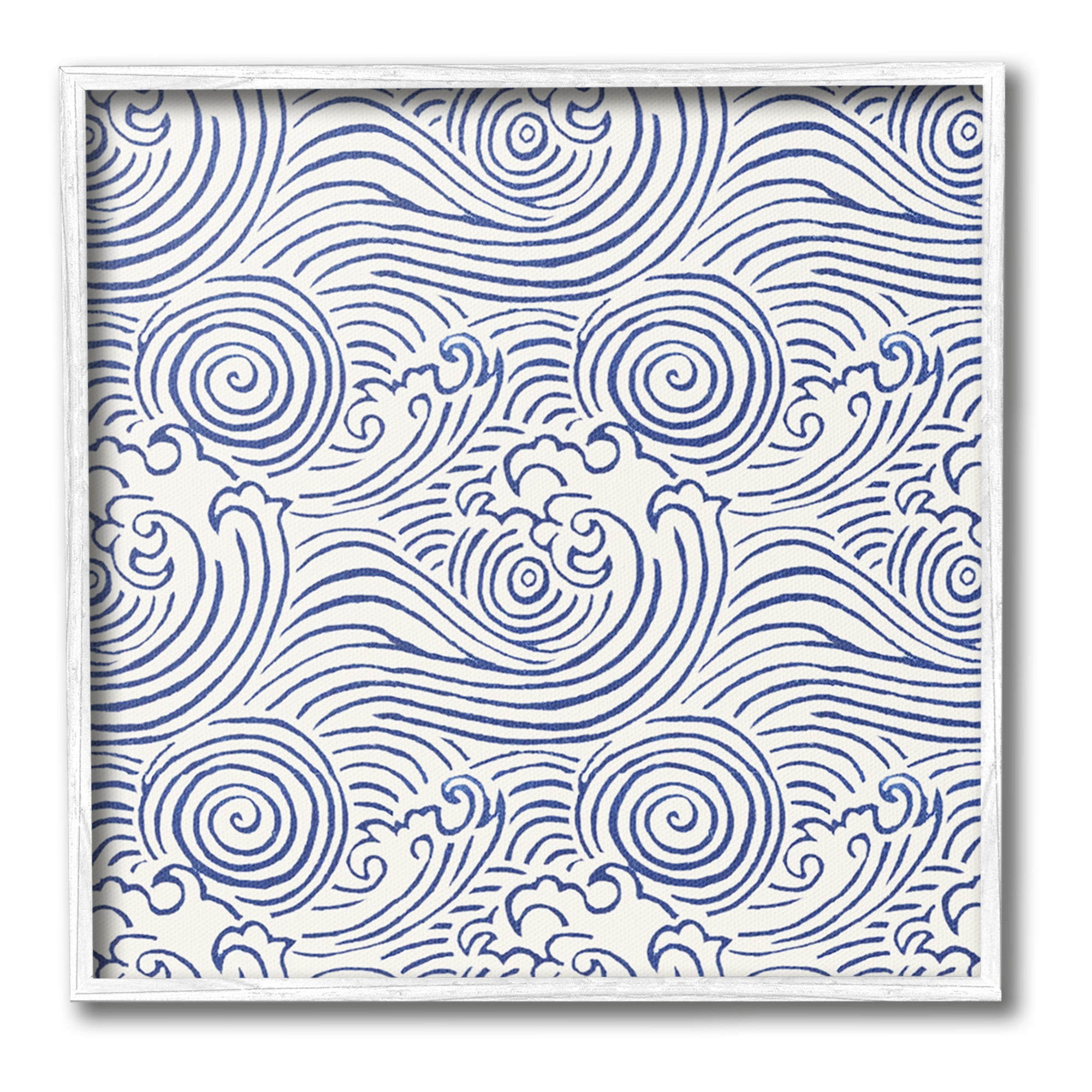 Stupell Industries Traditional Sea Waves Pattern Nature Painting White Framed Art Print Wall Art, 24 x 24