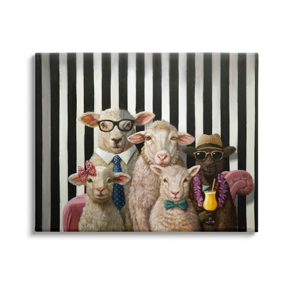Stupell Industries Traditional Sheep Family Portrait Painting Gallery Wrapped Canvas Print Wall Art, Design by Lucia Heffernan