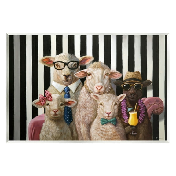 Stupell Industries Traditional Sheep Family Portrait Painting Unframed Art Print Wall Art, Design by Lucia Heffernan