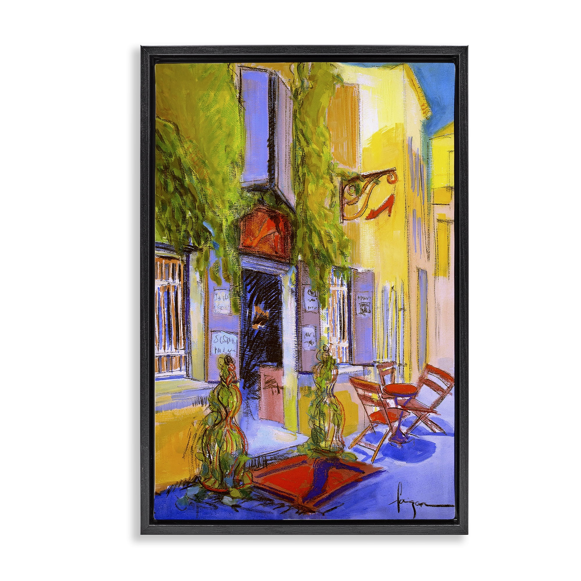 Stupell Industries Traditional Shoe Shop Building Scenic & Cityscapes Painting Black Floater Framed Canvas Art Print Wall Art, 21 x 31