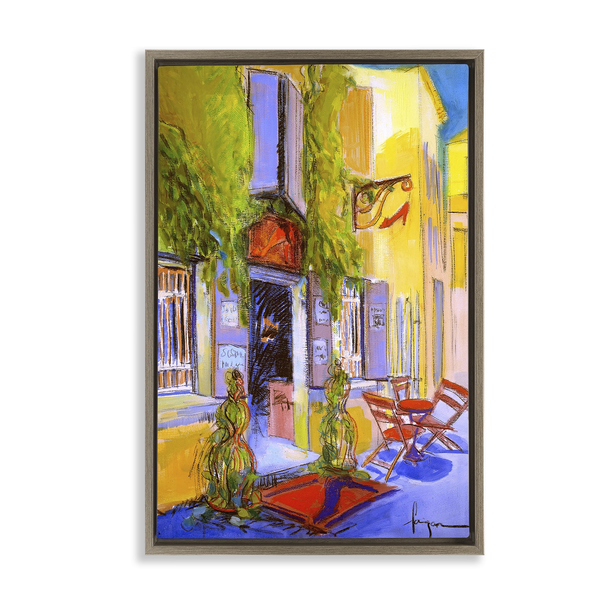 Stupell Industries Traditional Shoe Shop Building Scenic & Cityscapes Painting Brown Floater Framed Canvas Art Print Wall Art, 21 x 31