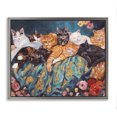 thumbnail image 1 of Stupell Industries Traditional Sleepy Kitty Crowd with Flowers Gray Floating Frame Canvas Art, 31 x 25, by Sara Culpepper, 1 of 8