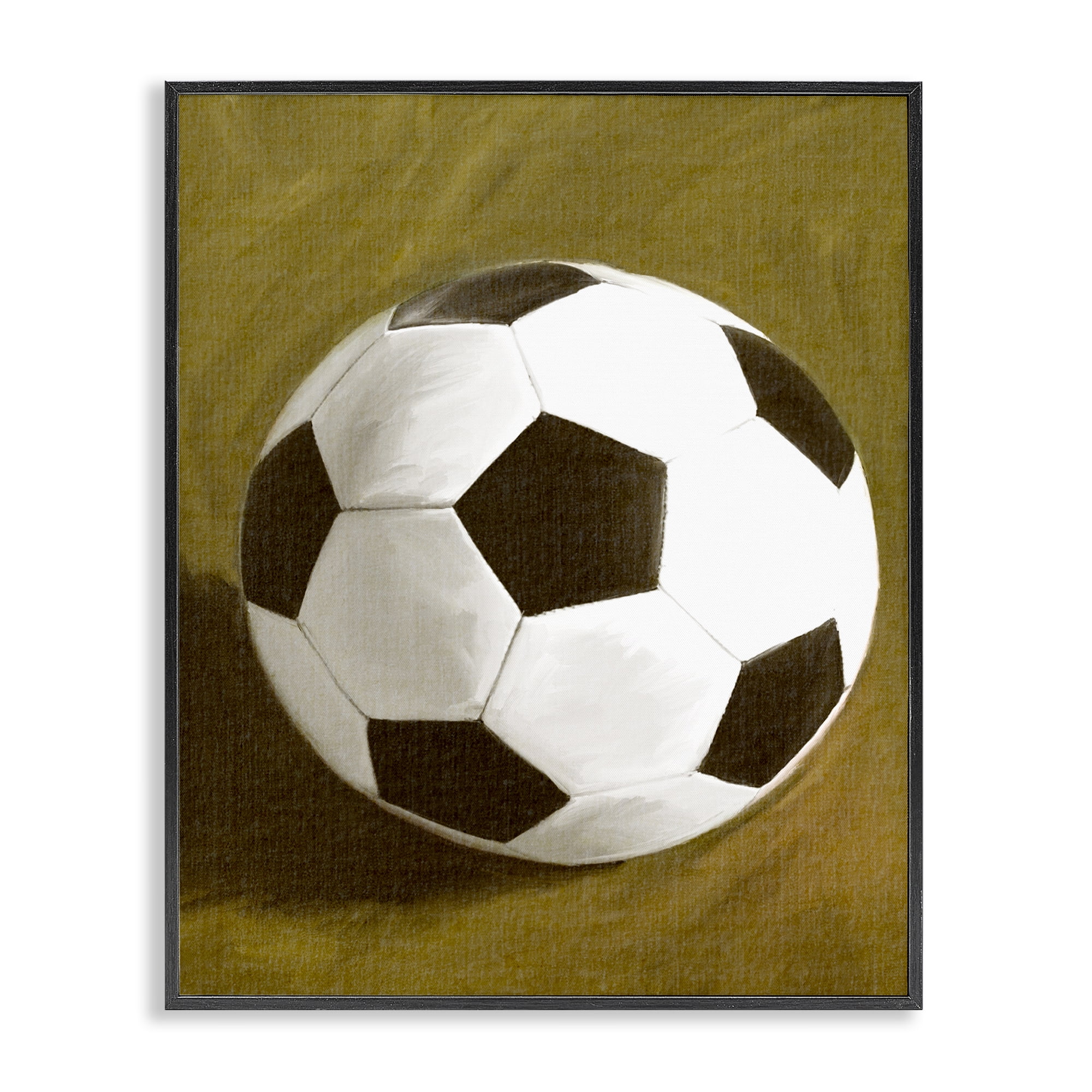 Stupell Industries Traditional Soccer Ball Sports Painting Black Framed Art Print Wall Art, 16 x 20