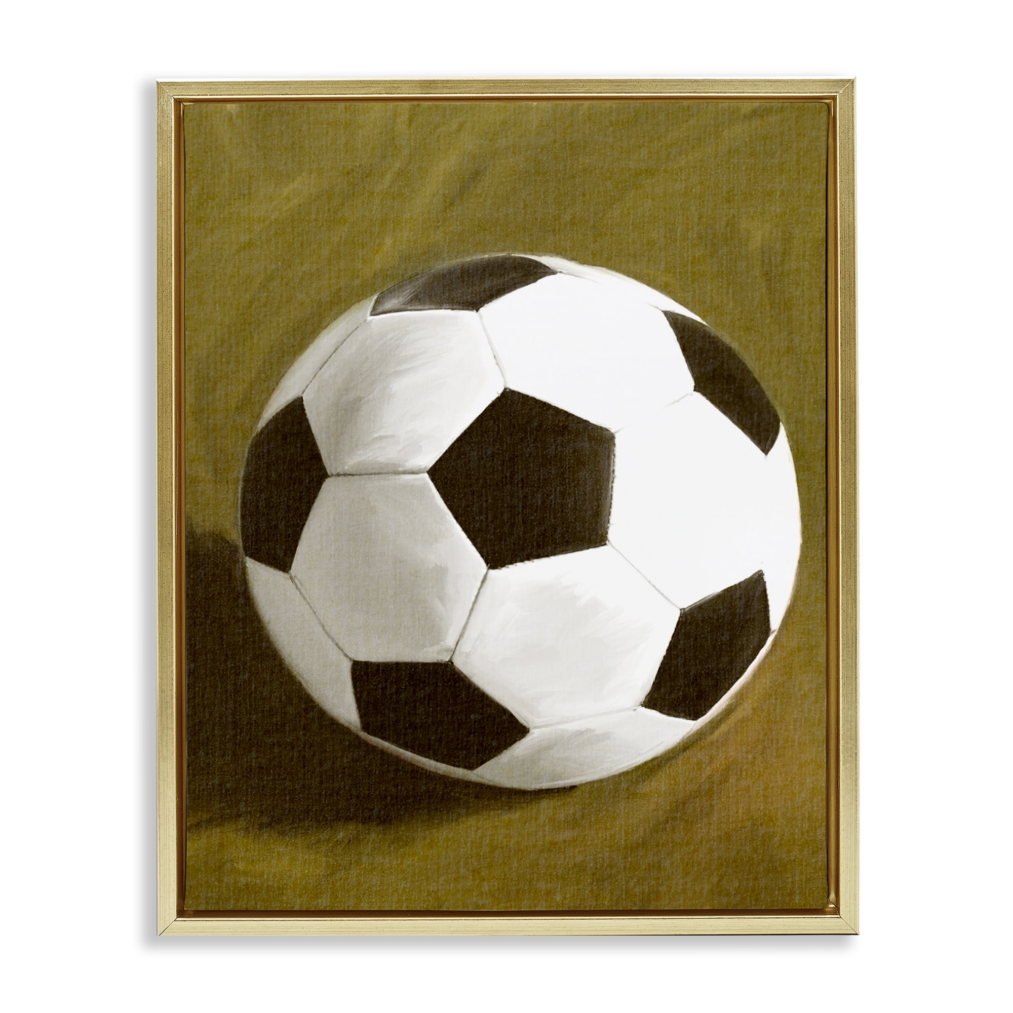 Stupell Industries Traditional Soccer Ball Sports Painting Gold Floater Framed Canvas Art Print Wall Art, 25 x 31