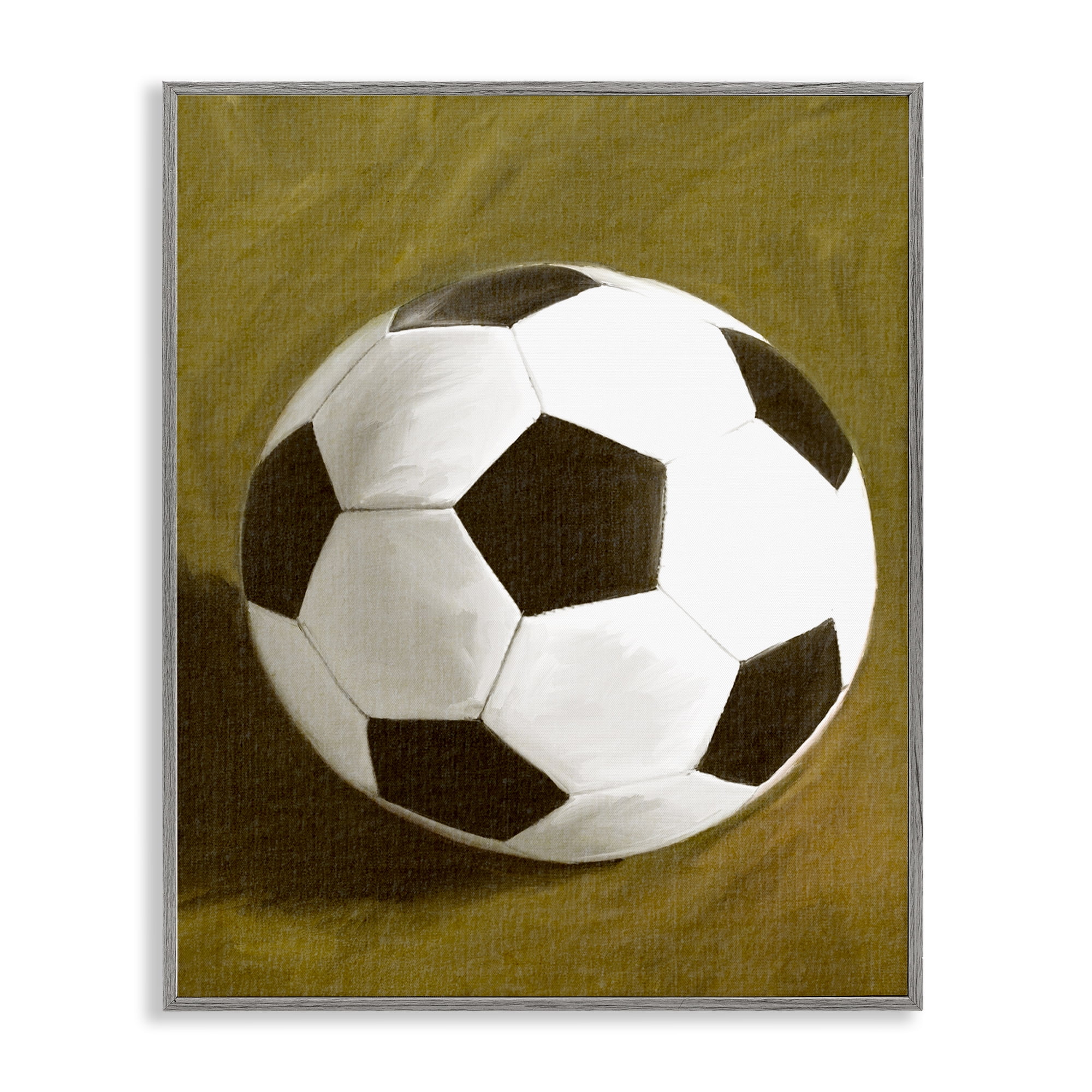 Stupell Industries Traditional Soccer Ball Sports Painting Gray Framed Art Print Wall Art, 24 x 30