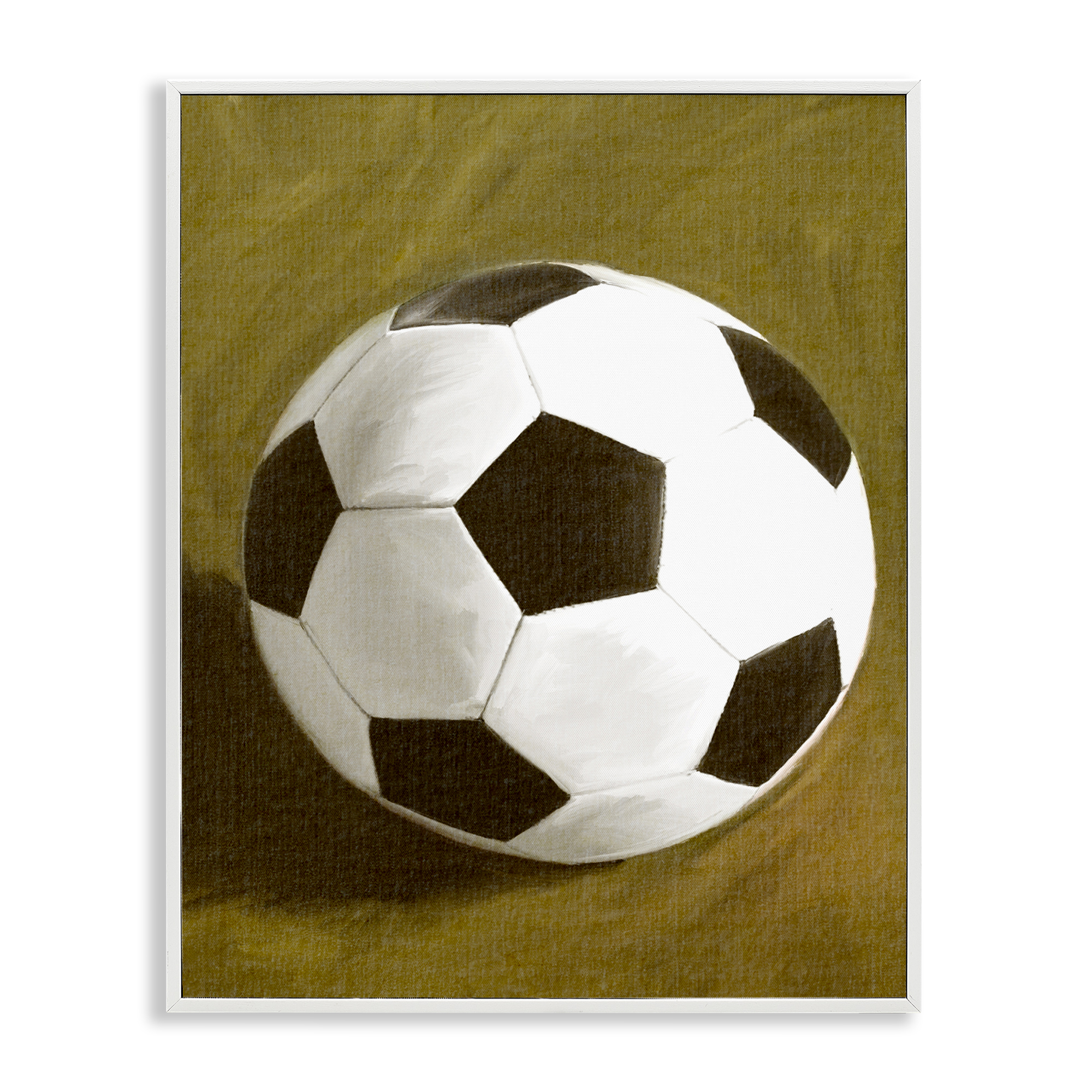 Stupell Industries Traditional Soccer Ball Sports Painting White Framed Art Print Wall Art, 16 x 20